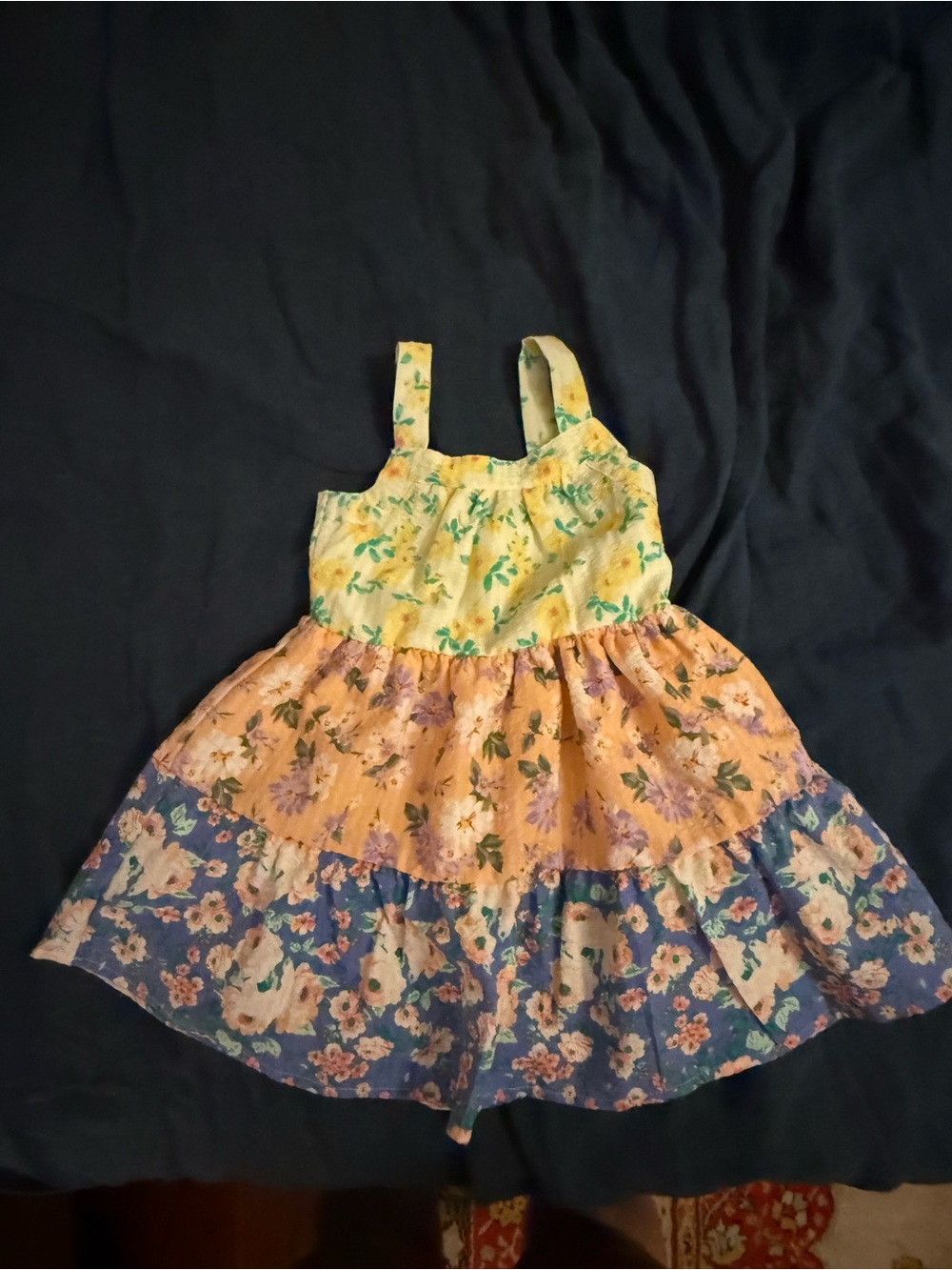 btween Cream Dress with Teal & Yellow Floral Accents